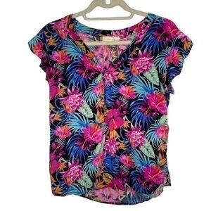 Cynthia Rowley Multi Color Floral Ruffle Blouse Size Small New With Tags